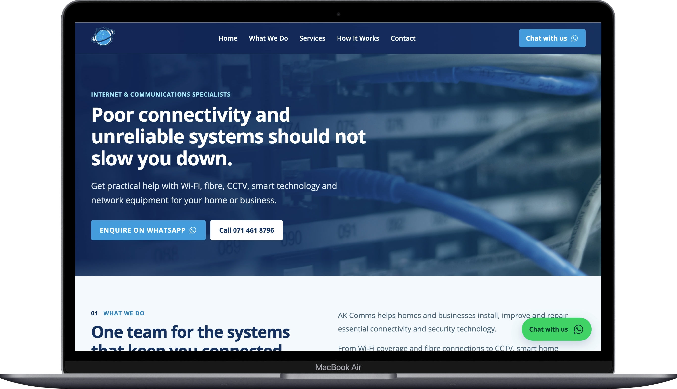 AK Comms homepage preview